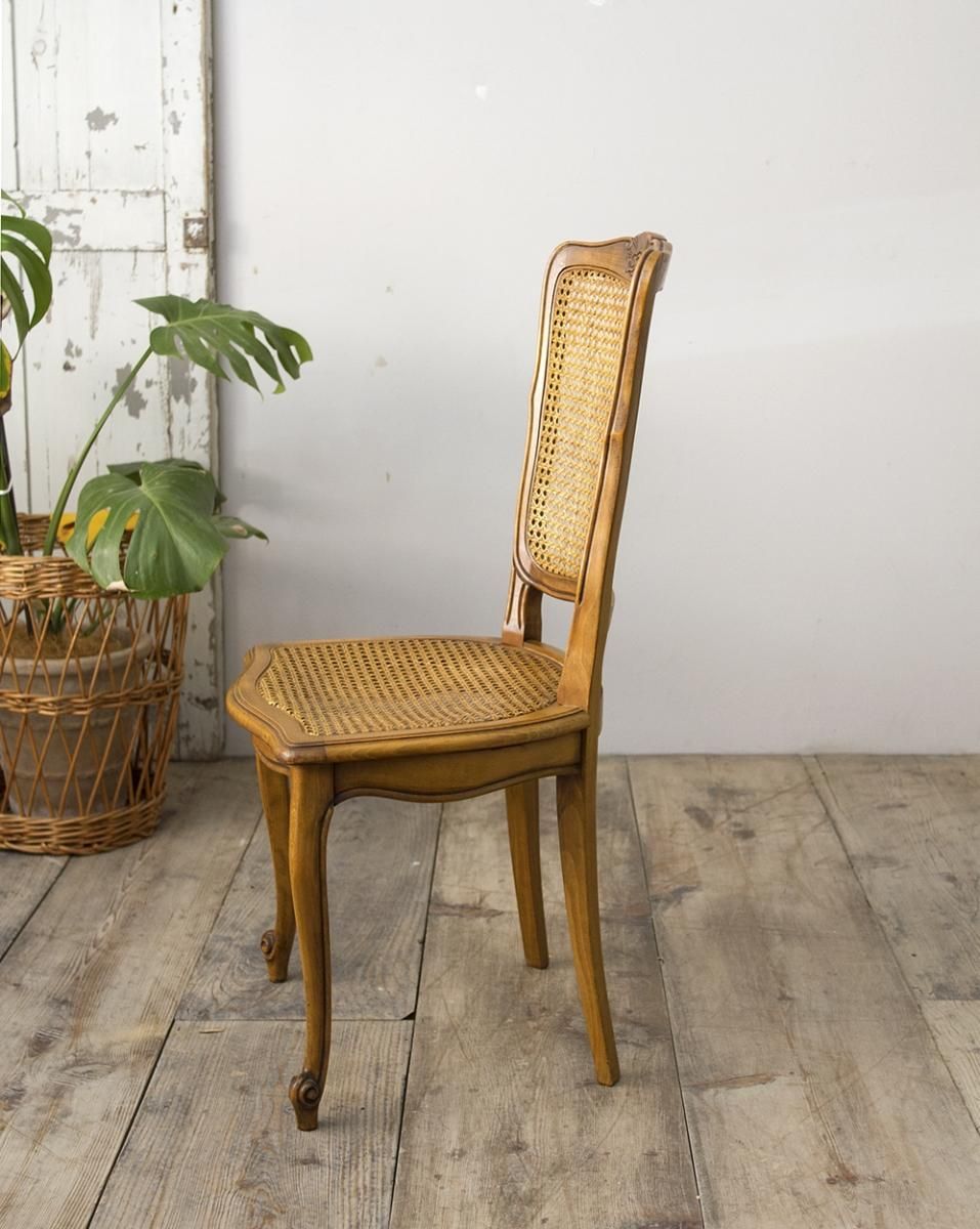 フランスアンティーク猫脚ダイニングチェア/椅子イス/籐ラタン(90-190