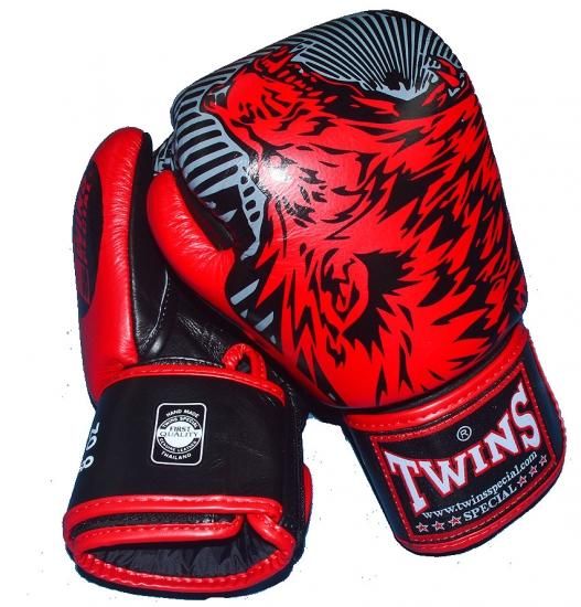 TWINS 本革製ボクシンググローブ ウルフ 黒赤