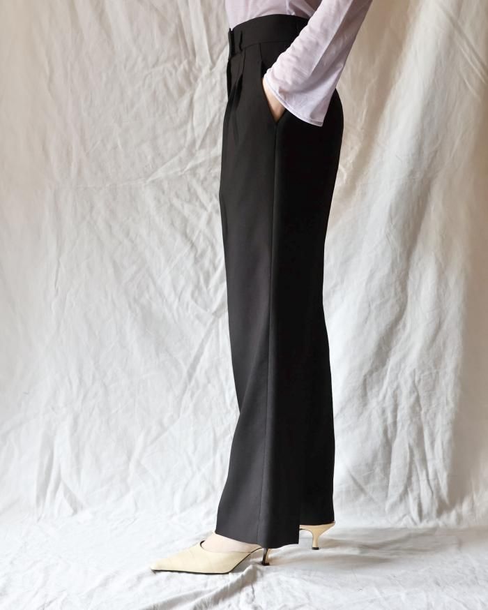 Mame Kurogouchi：Linen Touch Triacetate Cropped Trousers - BLACK