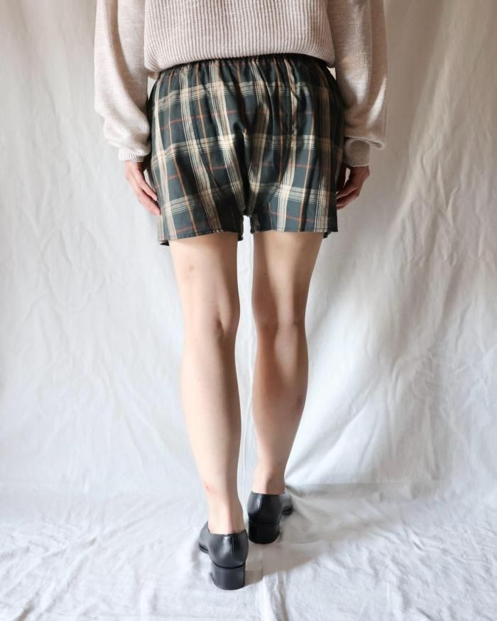 FUMIKA UCHIDA： PLAID TRUNK SHORTS - D.GREEN PLAID - ORANN ONLINE SHOP