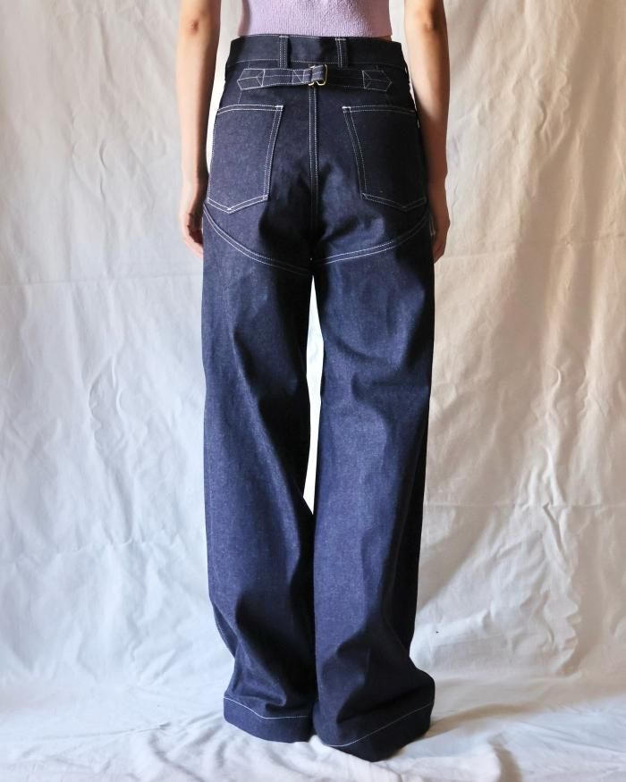 FUMIKA UCHIDA： DENIM HIGH WAIST BUGGY PANTS - RIGID INDIGO