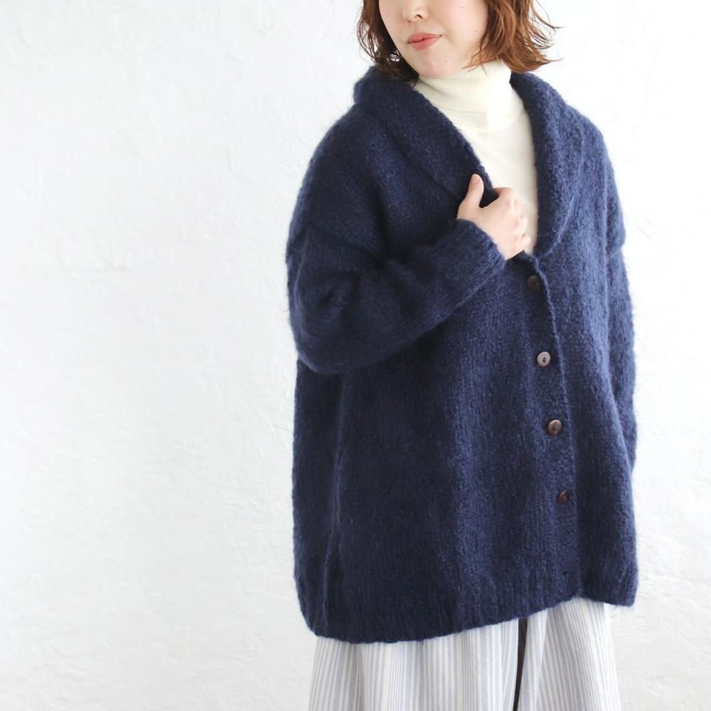 送料無料】ふんわり手編みリアルモヘアニット ジャケットカーディガン