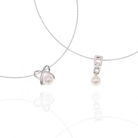 ≪ 選べる2デザイン ≫ アコヤ真珠ペンダントオメガネックレス 約7.5mm