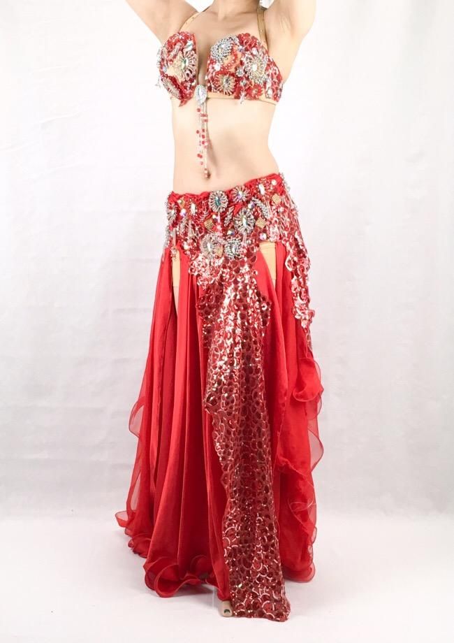 ☆雑誌掲載☆ ベリーダンス衣装 《レッド》 fulla エジプト製 - ベリー