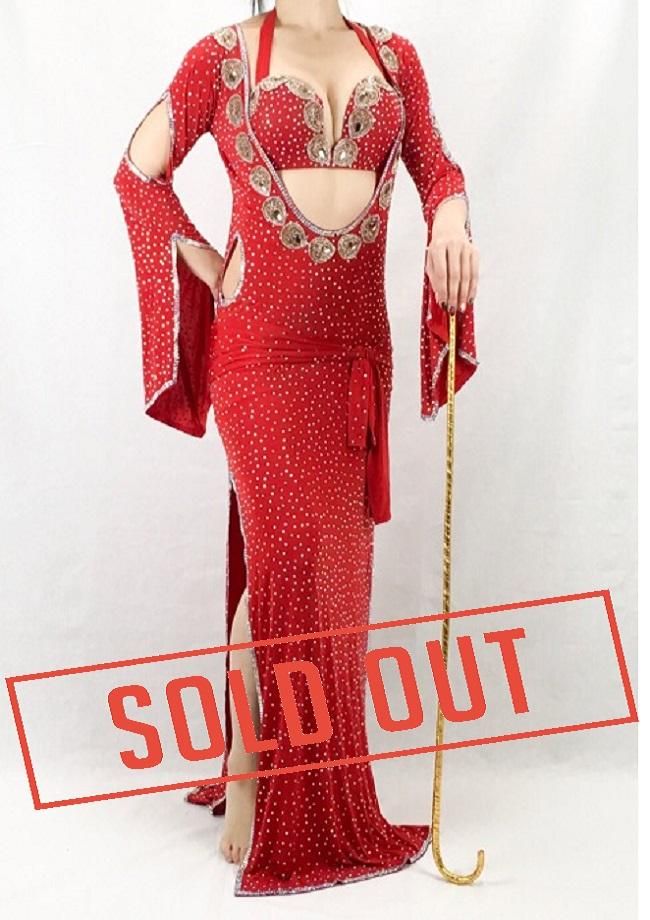 ベリーダンス衣装】サイーディ／バラディドレス エジプト製【レッド