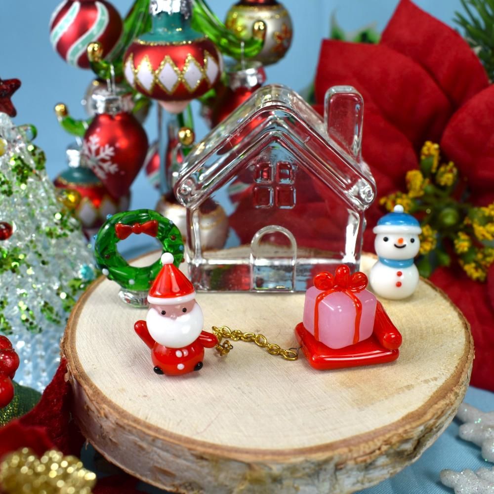 クリスマスガラス細工｜ソリ引きサンタ｜フォーカートグラスワークス
