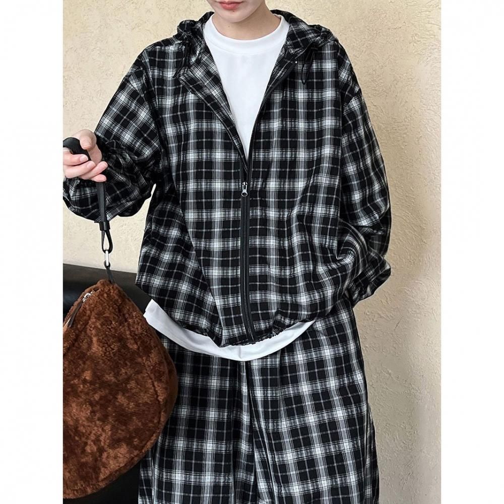 チェックジャケット | フード付きジップアップ - orubia