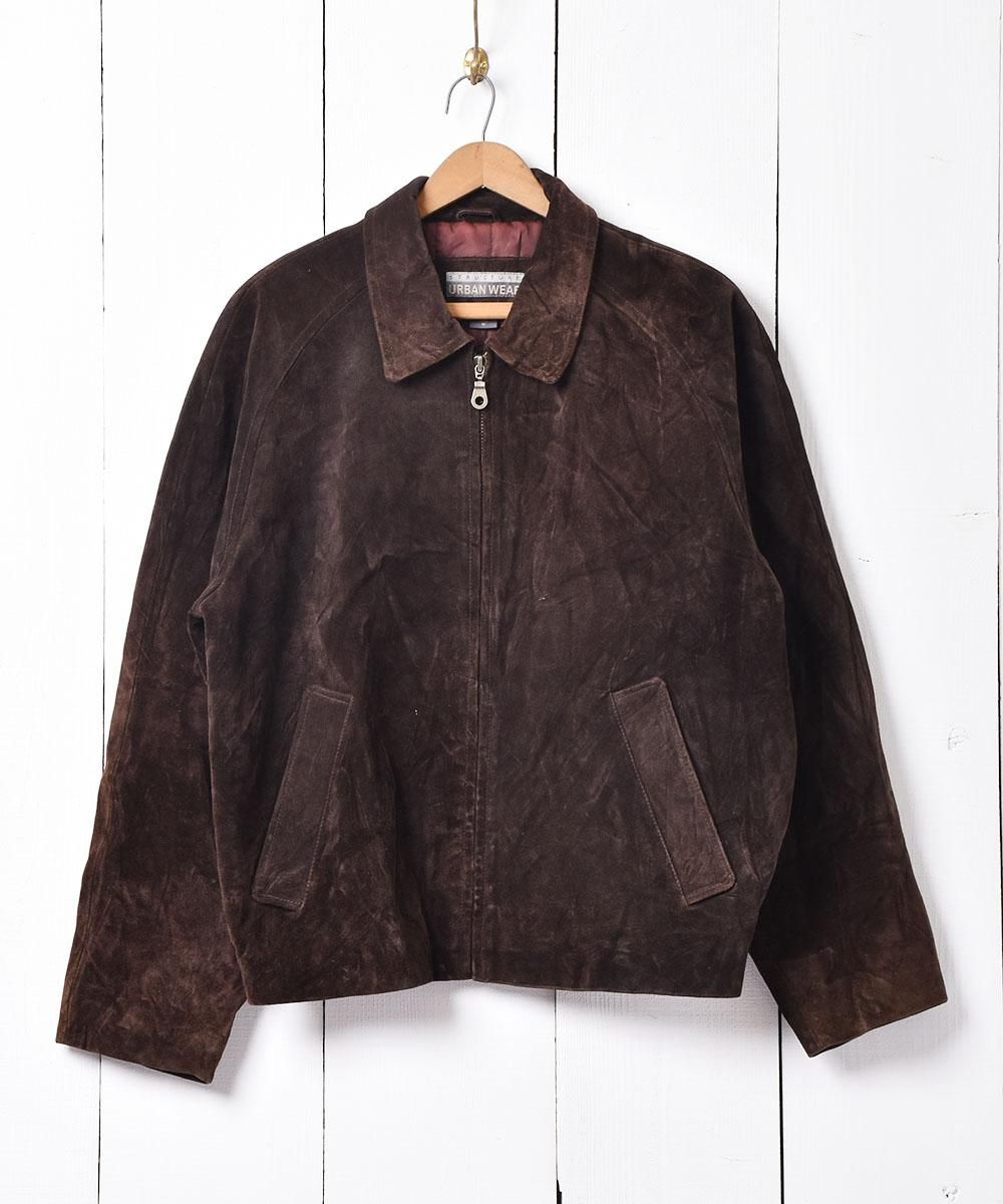 スウェードレザージャケット ブルゾンタイプ ブラウン - 古着屋