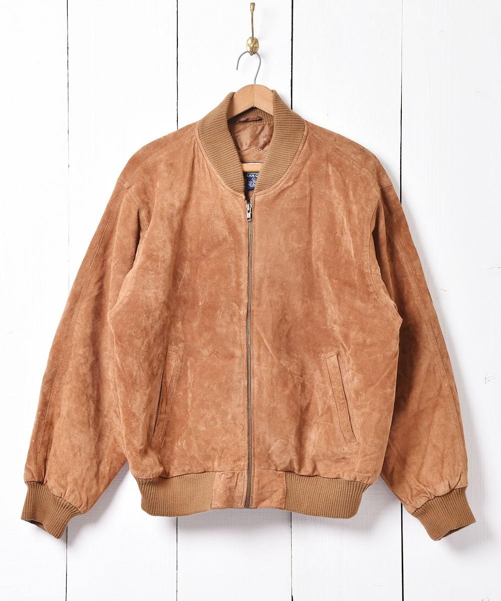 スウェードレザージャケット ブルゾンタイプ キャメル - 古着屋