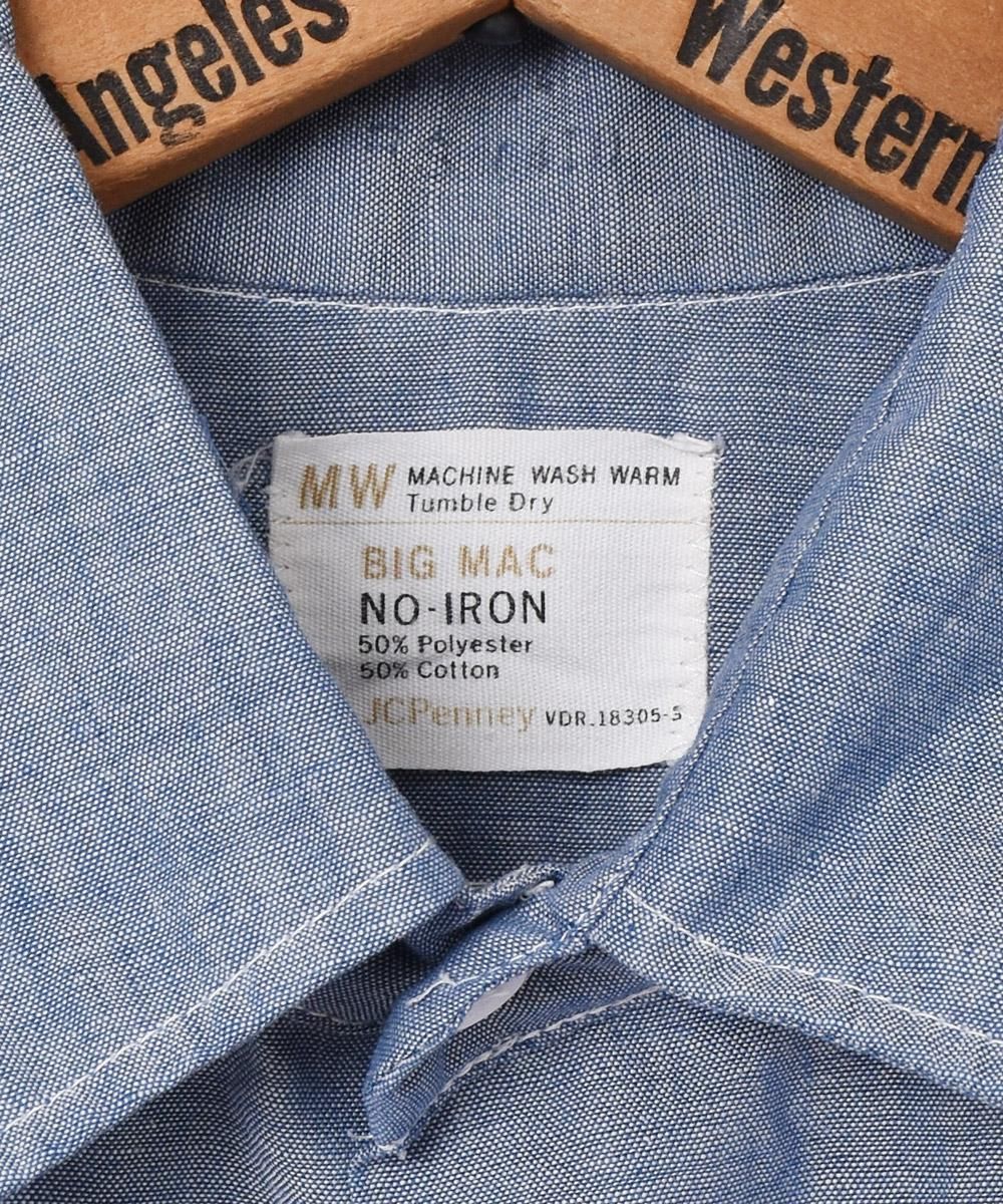 70's BIC MAC 刺繍 シャンブレーシャツ - 古着屋グレープフルーツ
