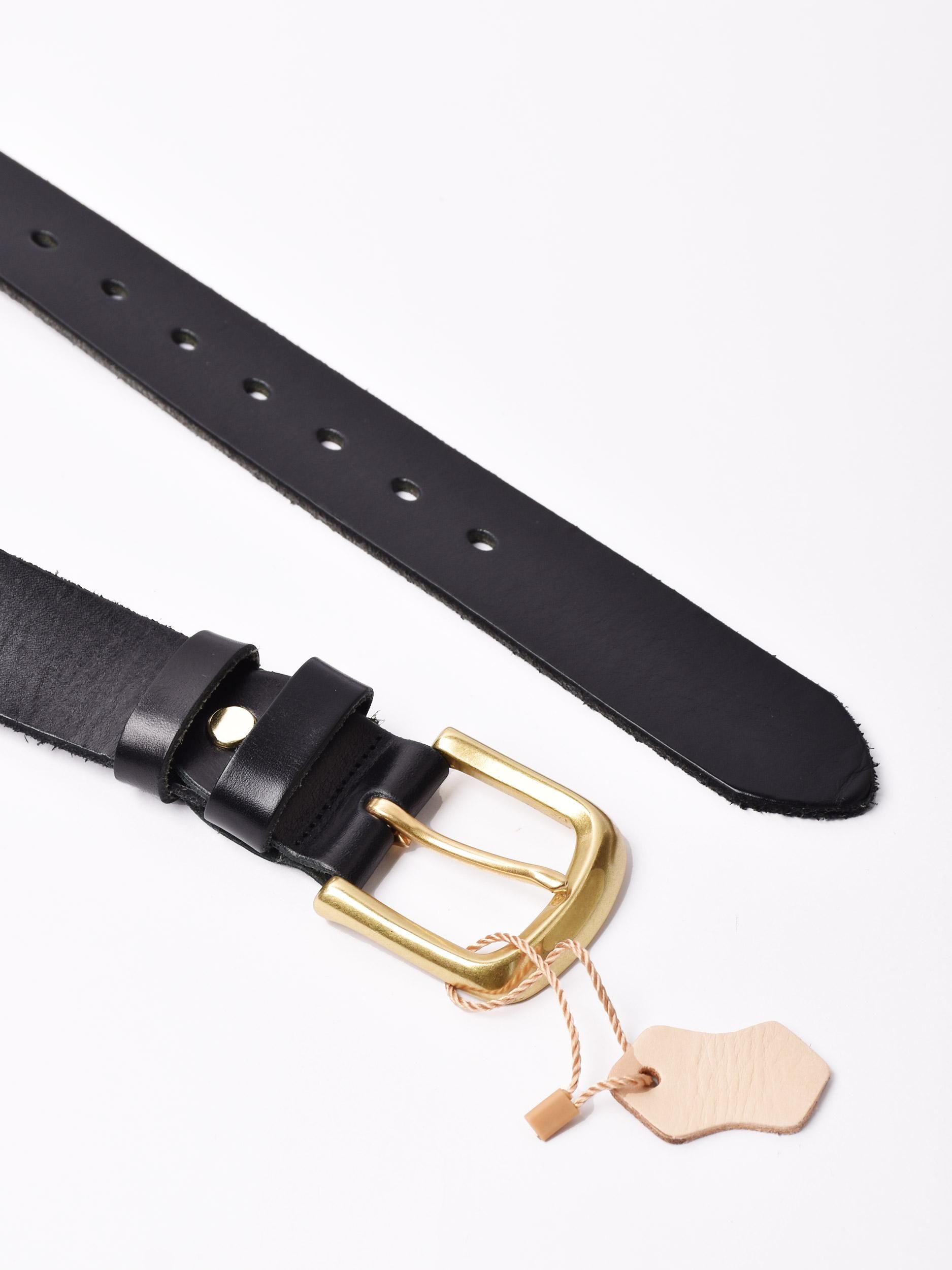 ゴールドバックル レザーベルト | ブラック - 古着屋グレープフルーツ