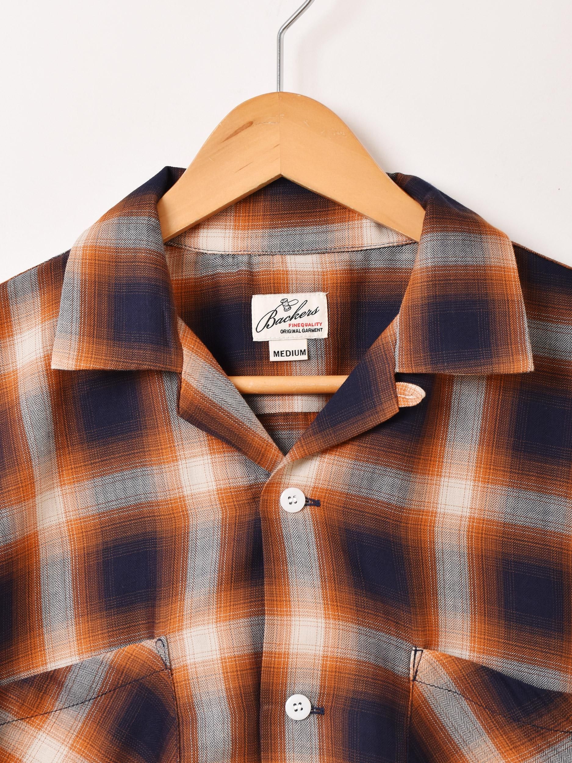 Backers 半袖シャドウチェックシャツ | オレンジ - 古着屋