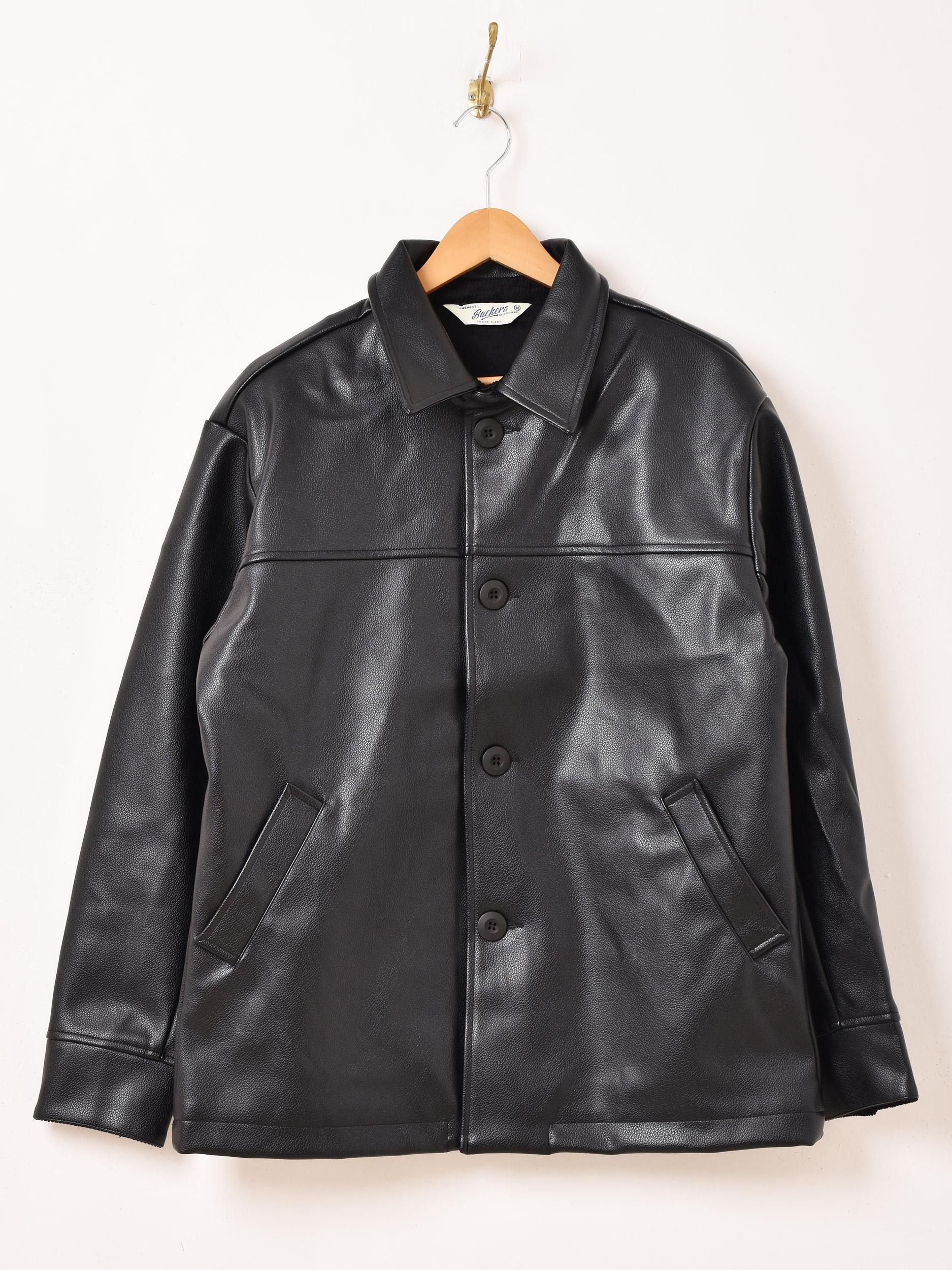 Backers」フェイクレザー カーコート ブラック - 古着屋