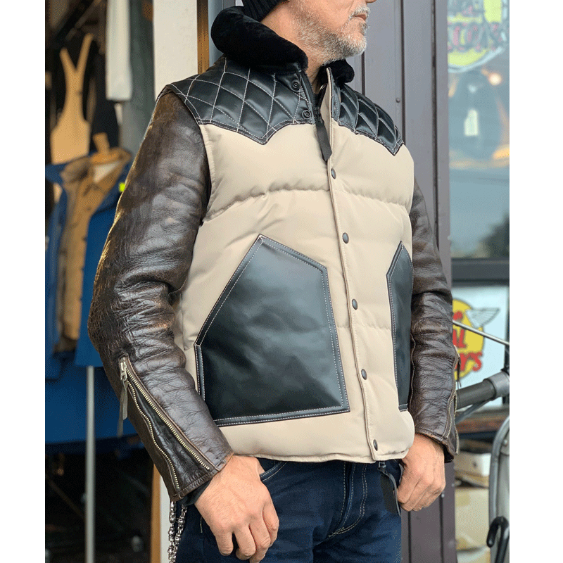 SKULL FLIGHT スカルフライト】ベスト / LEATHER DOWN VEST：SFV21ｰ001