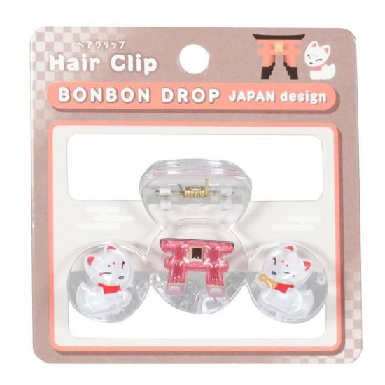 和柄 ボンボンドロップヘアクリップ（3列） 鳥居 - クーリア
