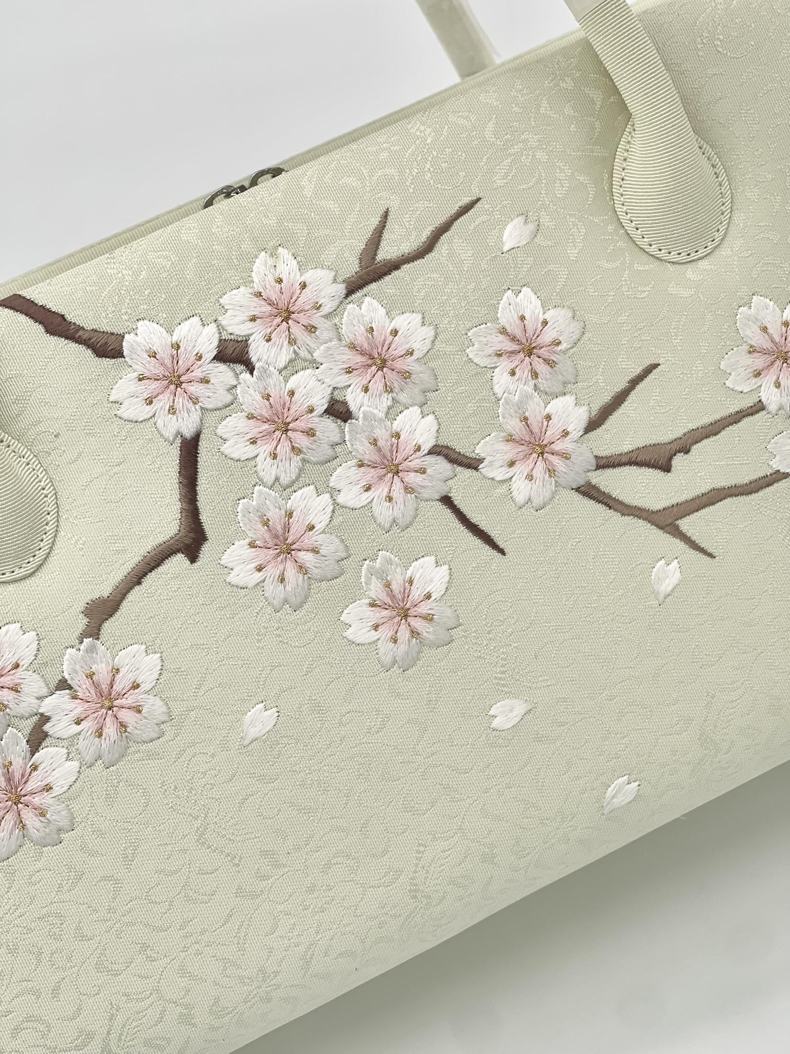 兎金] 利休バッグ（刺繍・こぼれ桜）