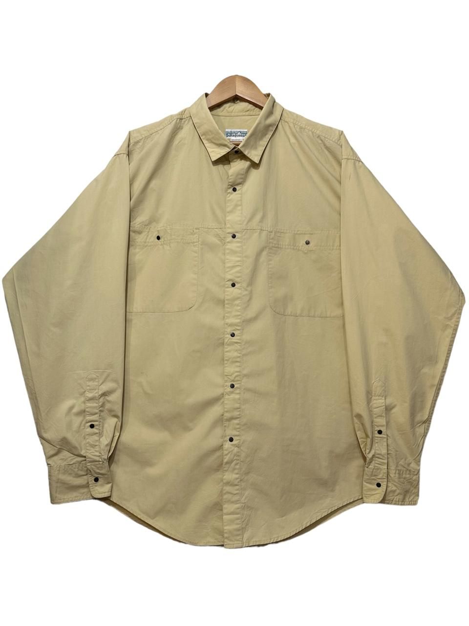 80s~90s patagonia Snap Shirt 黄 L 白タグ パタゴニア 長袖 スナップ