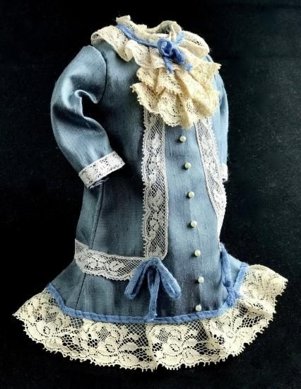 即納！【送料198円】美品 小さなビスクドール用シルクドレス スカイ