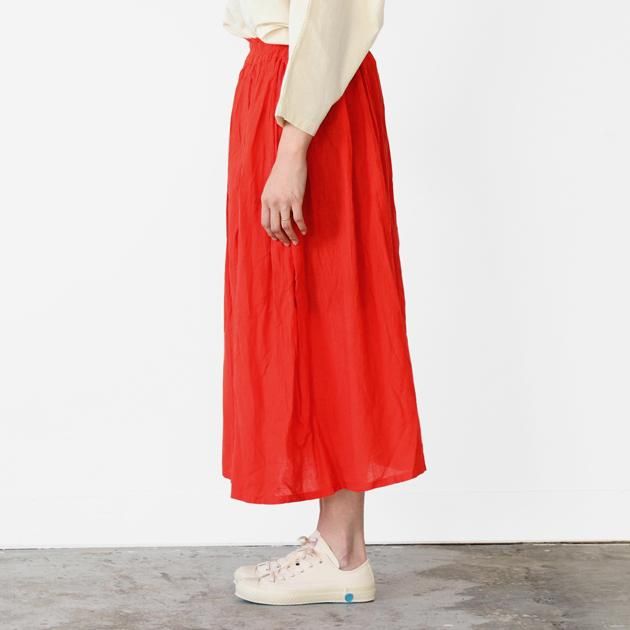 ヂェン先生の日常着｜薄地ロングスカート レッド - ファッション