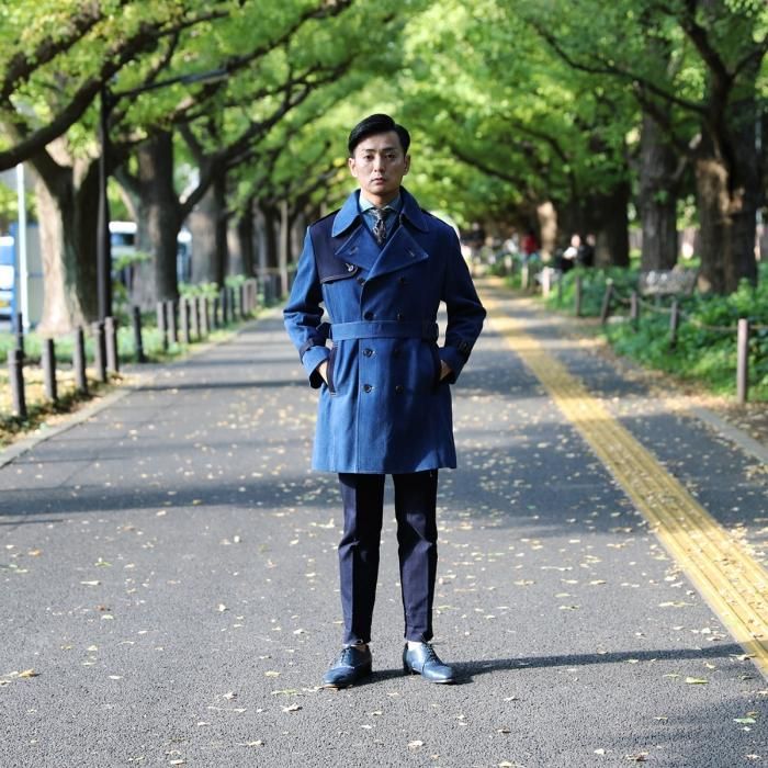 国産デニム・日本製デニム デニムコンビダブルトレンチコート KAIKA CRAZY