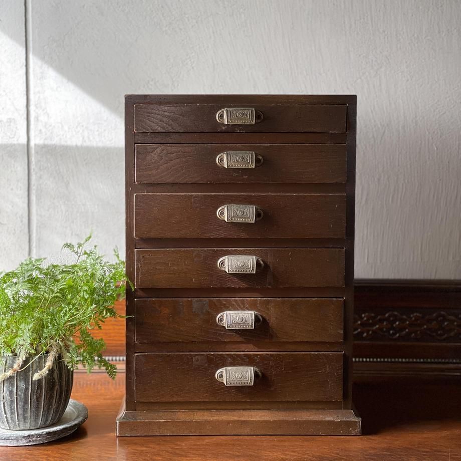 昭和初期 木製 5杯小引出し アンティーク収納