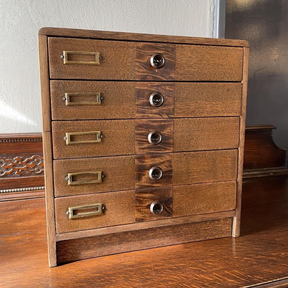 昭和初期 木製 5杯小引出し アンティーク収納