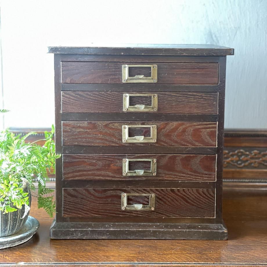 昭和初期 木製 5杯小引出し アンティーク収納
