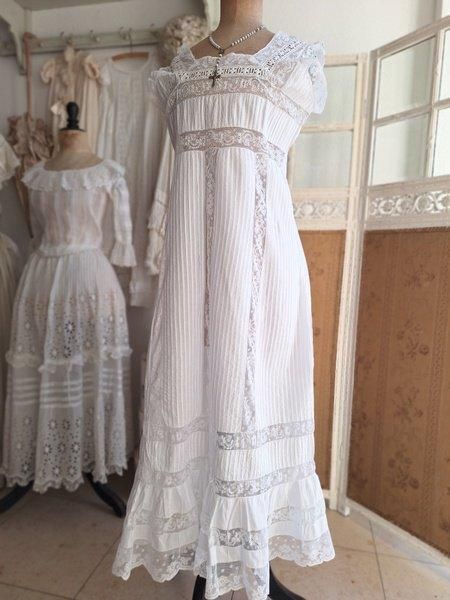 フランス製 1930年代 アンティークレースドレス