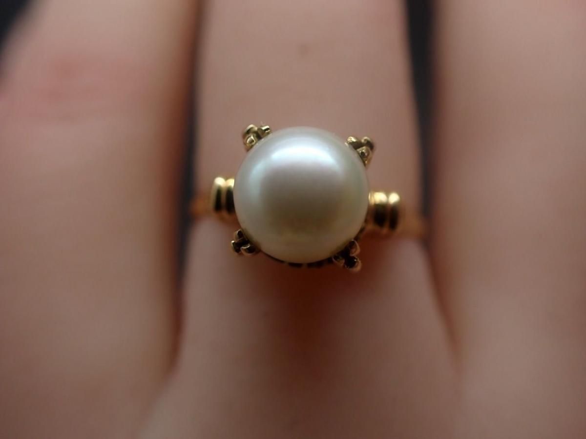 明治産 天然あこや真珠 リング 希少な輝き
