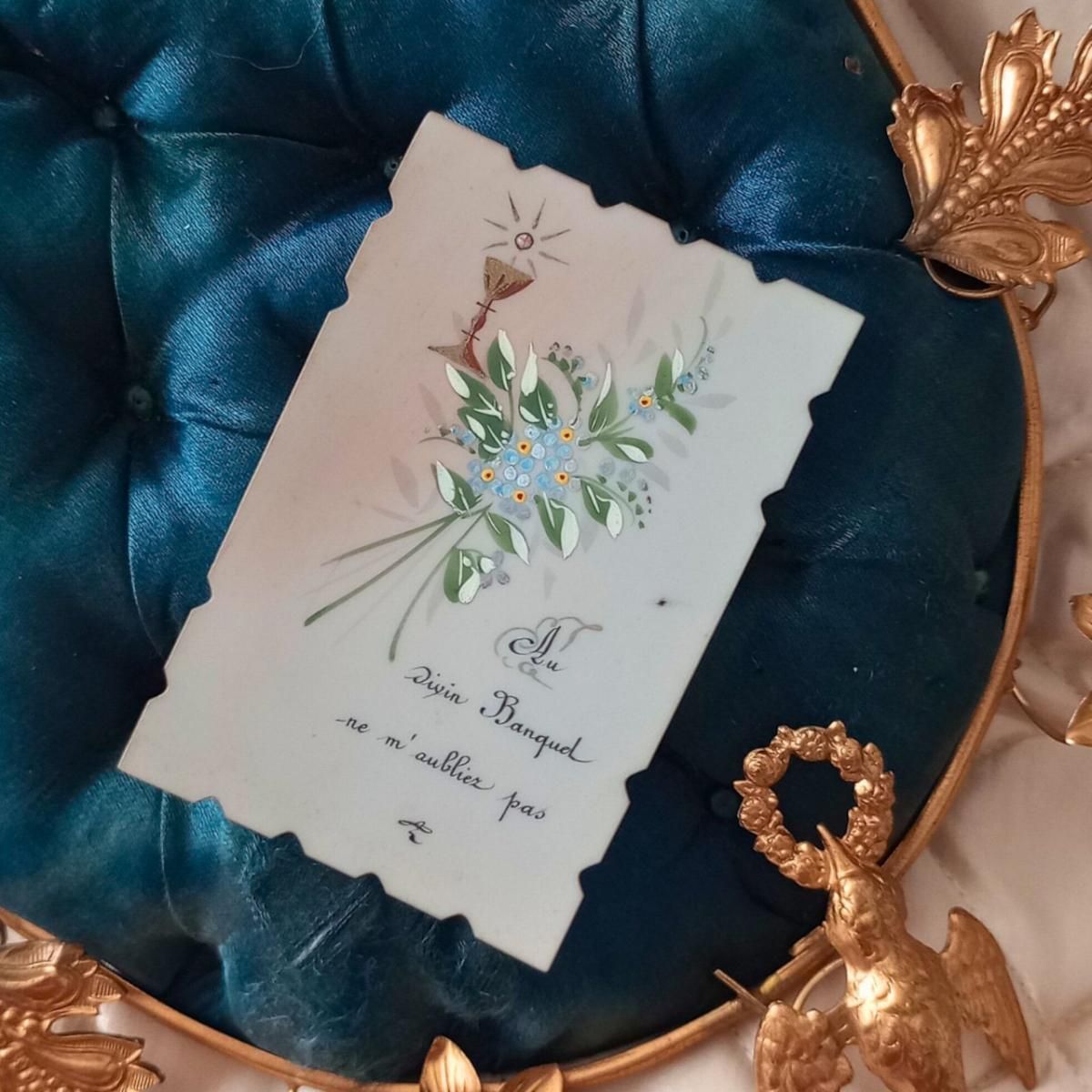 フランス産美しいアンティーク手描きポストカード