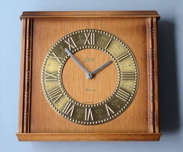 ドイツ製Schatz木製真鍮ヴィンテージ壁掛け時計