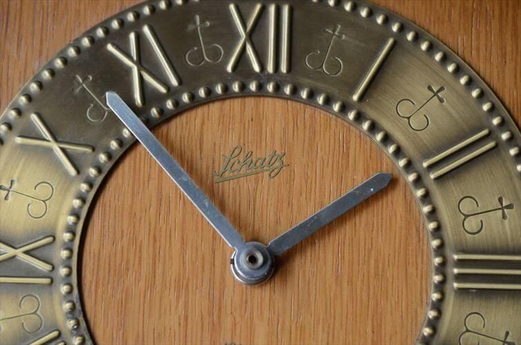 ドイツ製Schatz木製真鍮ヴィンテージ壁掛け時計