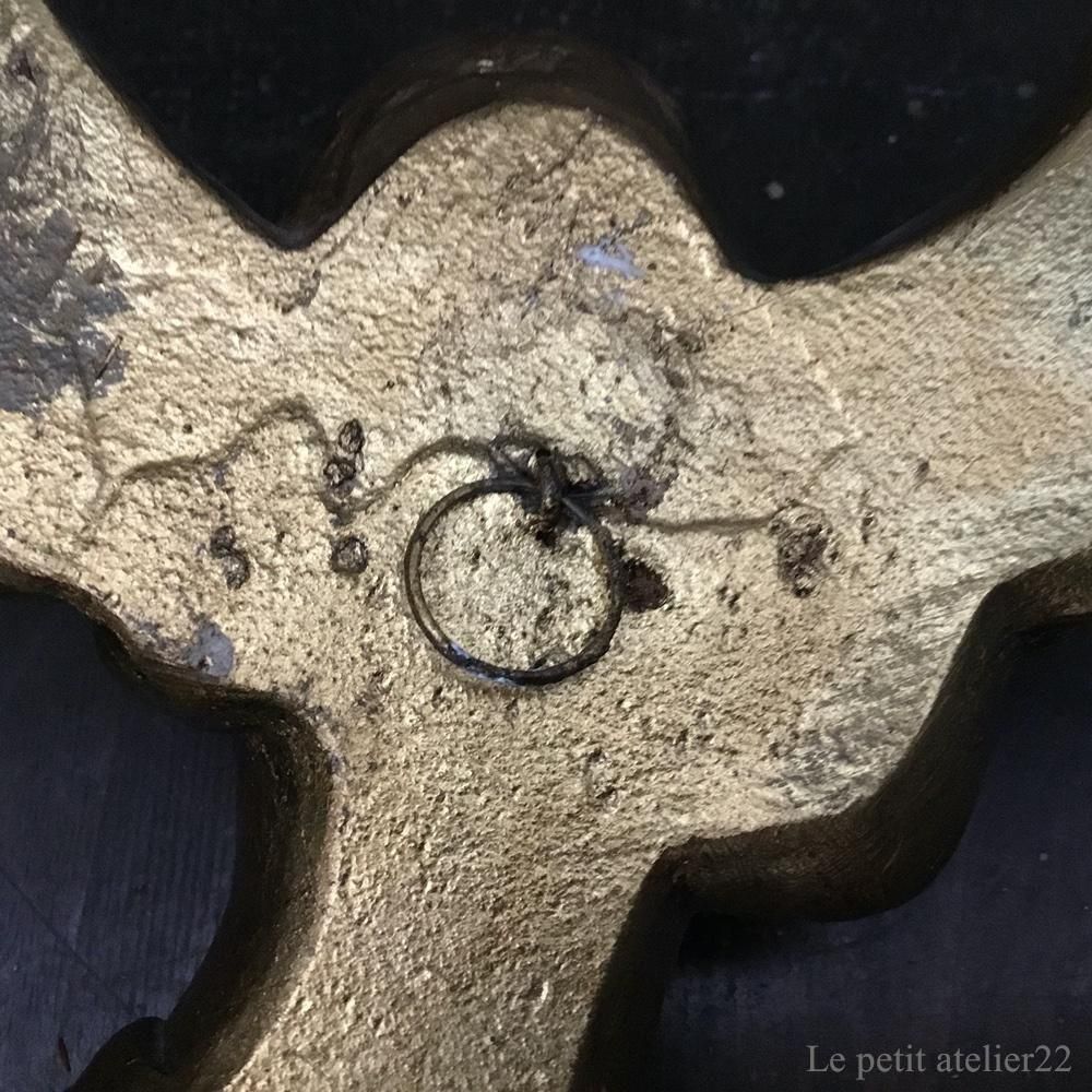 B) フランス アンティーク 壁飾り エンジェル 天使 壁掛け 石膏 25.5