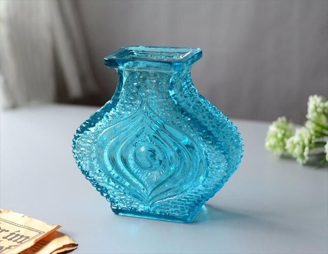 オーストリア製 Oberglas マリンブルーガラス花瓶