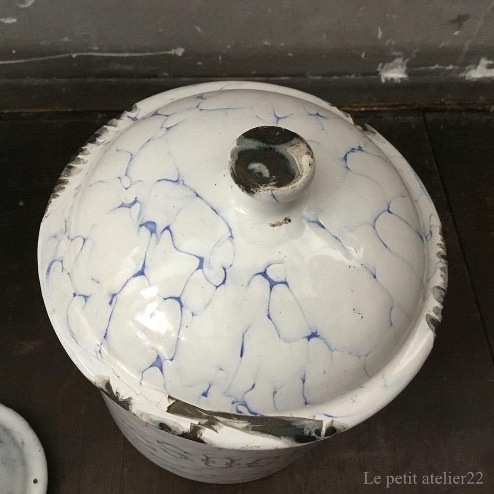 フランスアンティークホーローアールヌーボー可憐な花柄キャニスター5