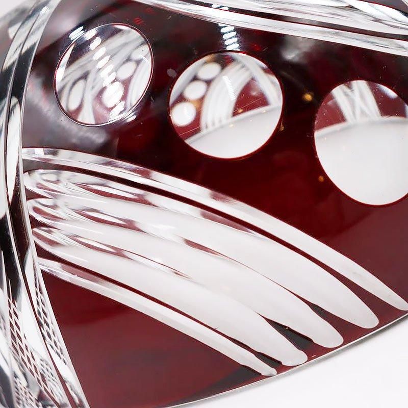 アンティーク赤切子ボウル 大正ロマンの幾何学模様