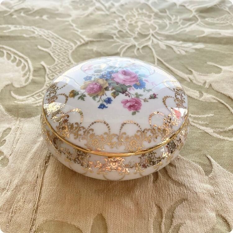 フランス製リモージュ花柄小物入れ