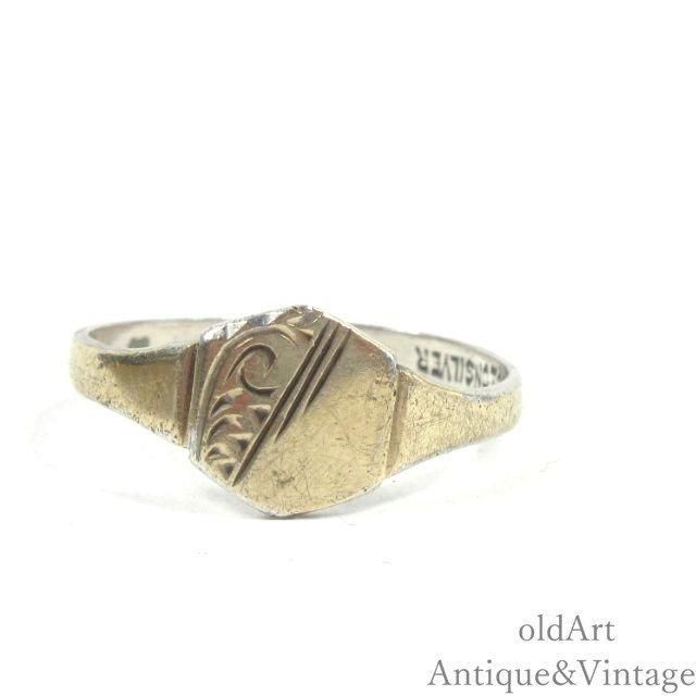 英国製ヴィンテージ9CT金張りシグネットリング13号