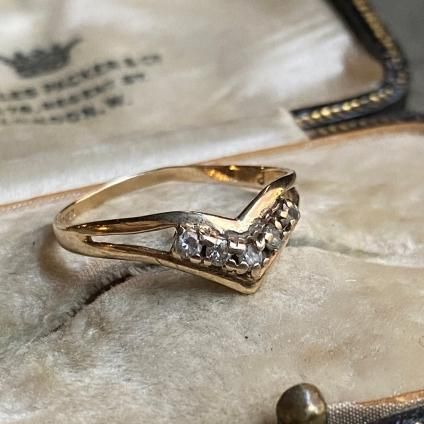 ヴィンテージ 9Kゴールド ガラス リング（9KYG Glass Ring）- JeJe