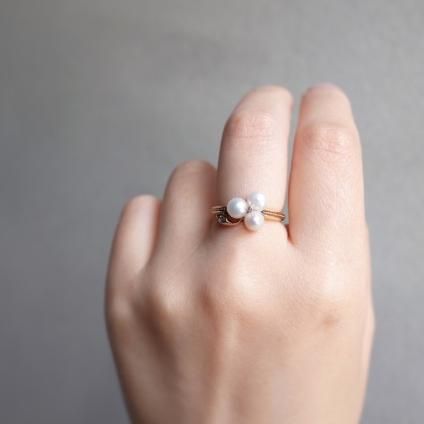 1930 -1940年代 18金 パール ダイヤモンド クローバー リング（1930