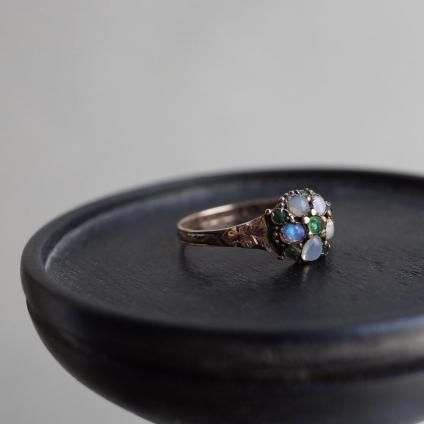 1870年 15金 オパール エメラルド リング（c.1870 15K Opal Emerald