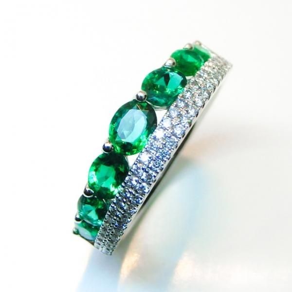 ザンビア産エメラルド ハーフエタニティダイヤモンドリング EM 1.13ct