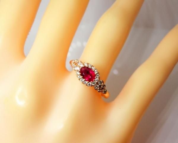 ルビー ダイヤモンドリング R 0.55ct D 0.30ct K18PG C-LINE