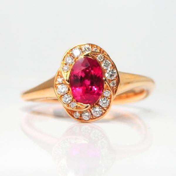 ルビー ダイヤモンドリング R 0.61ct D 0.12ct K18PG C-LINE