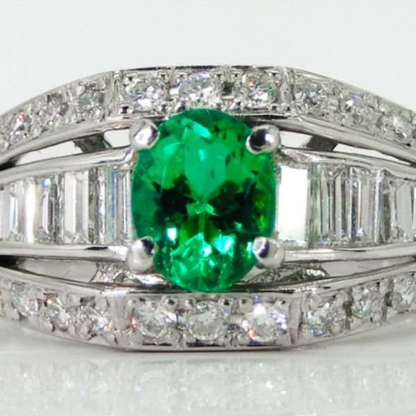 コロンビア産エメラルド ダイヤモンドリング EM 0.44ct F-1 D 0.53ct