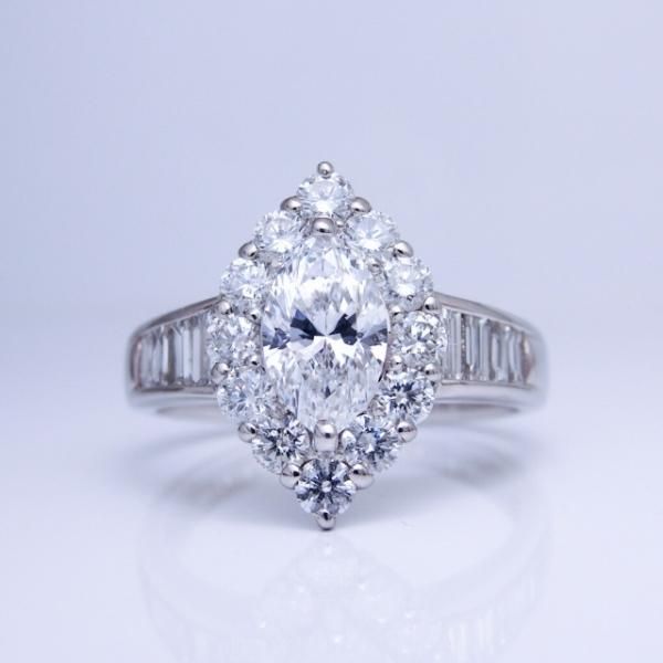 Dカラー マーキスダイヤモンドリング D 0.734ct D-VS1 D 1.00ct Pt900