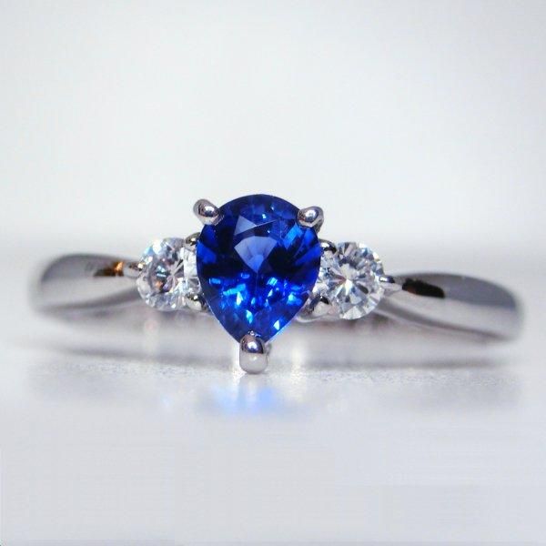 非加熱コーンフラワブルーカラーサファイア ダイヤモンドリング SA