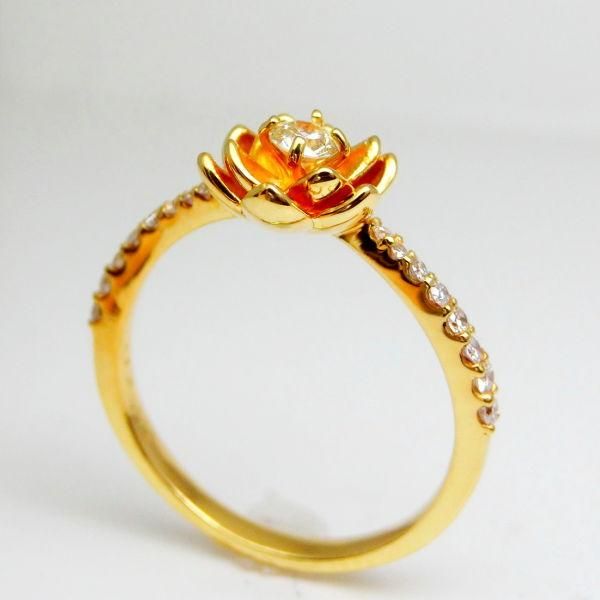 ロータスフラワーモチーフダイヤモンドリング D 0.10ct 0.13ct K18YG C