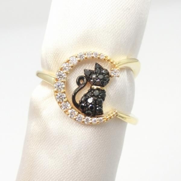 黒猫 ブラックダイヤモンド ダイヤモンドピンキーリング BLD 0.09ct D