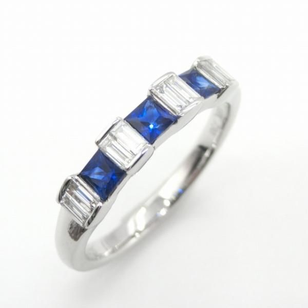 ブルーサファイア バゲットカットダイヤモンドリング SA 0.43ct D 0.25